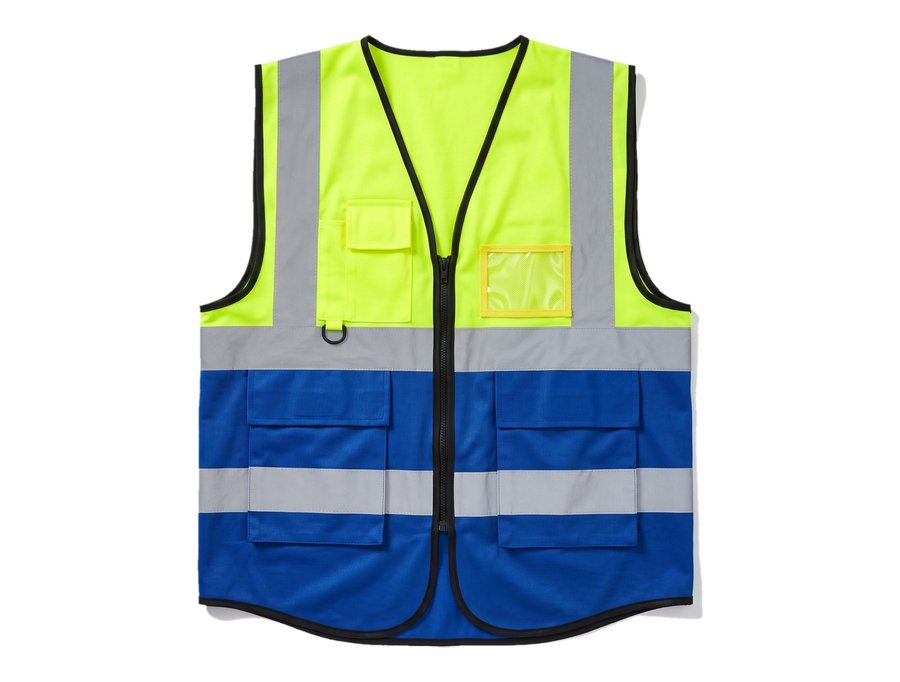 Two Tone Hi Vis Vest Lime Royal Blue PPE and workwear Ghana