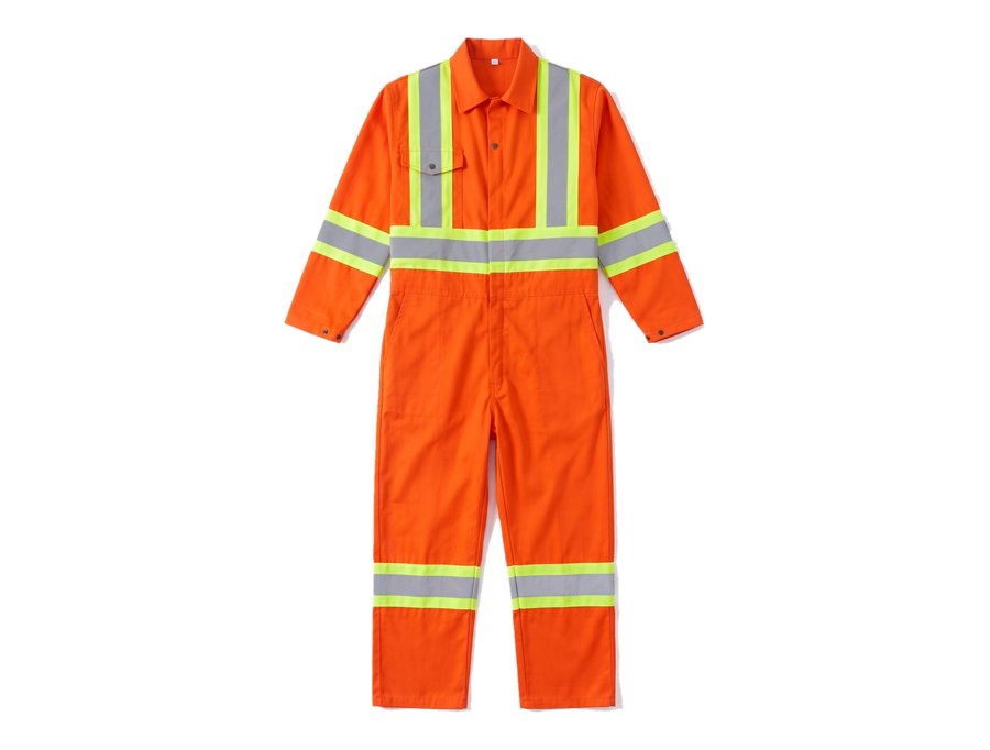 Orange Hi Vis Coverall Stripes PPE and workwear Ghana