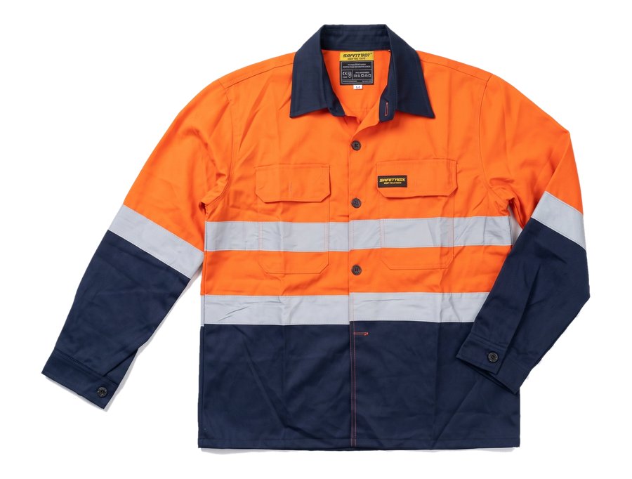 Safety Boy Orange Navy Hi Vis Jacket PPE and workwear Ghana