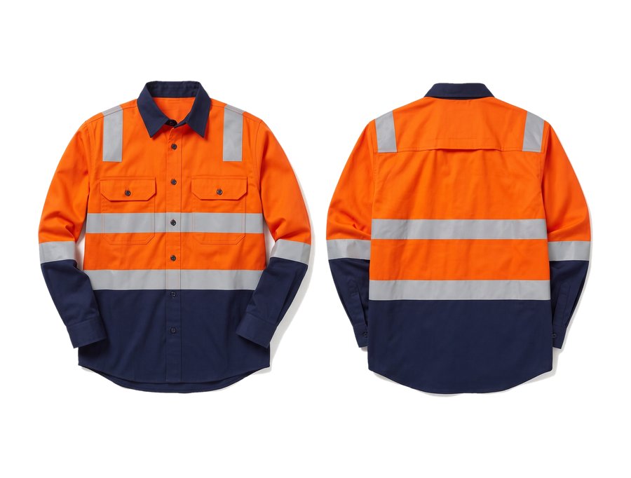 Orange Hi Vis Shirt Front and Back PPE and workwear Ghana